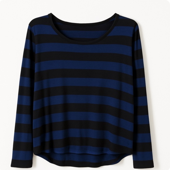 Blue and Black Striped Long Sleeve Top - Picture 1 of 5